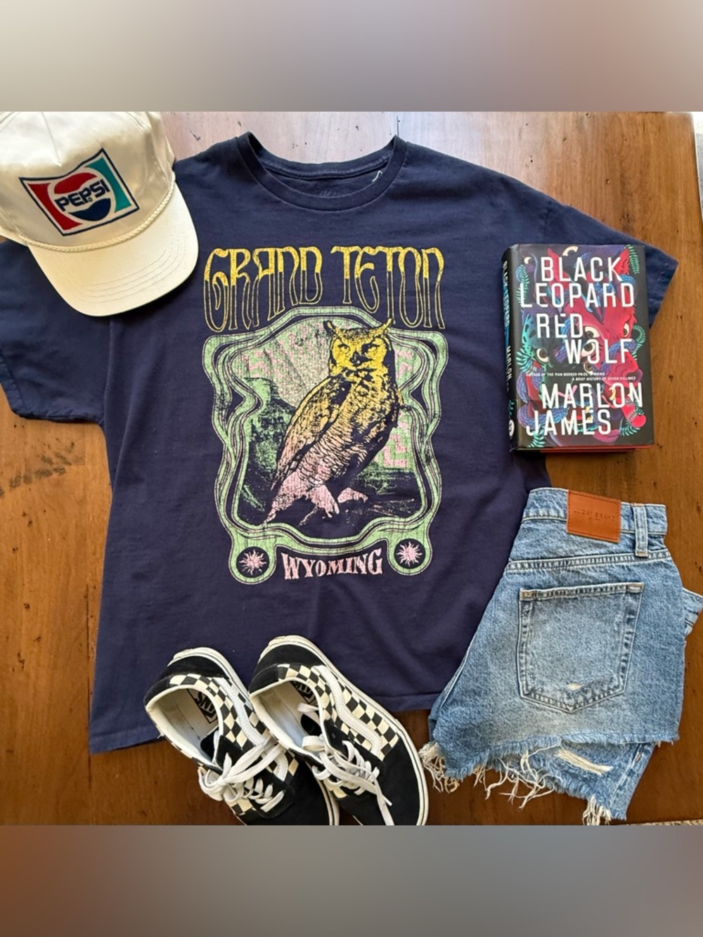 Granola Girl Grand Teton Wyoming Graphic Navy Blue Tee